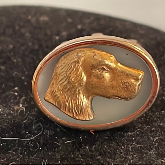 1940s-vintage signed Anson oval shaped gold plated retriever/spaniel cuff links - Picture 3 of 15